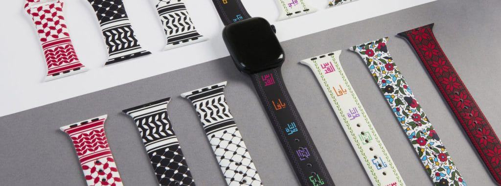 zamani Apple Watch bands laid out side by side, one design each