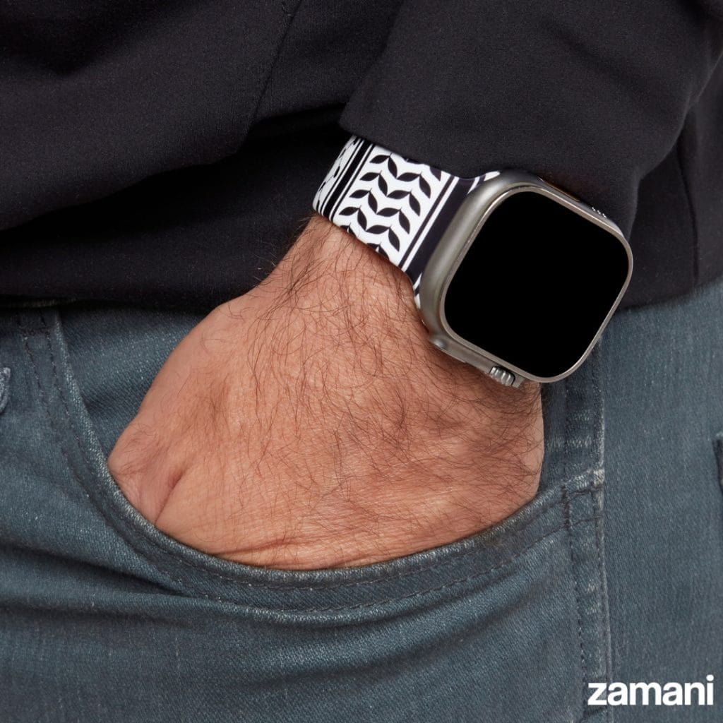 Keffiyeh Apple Watch band by zamani, worn