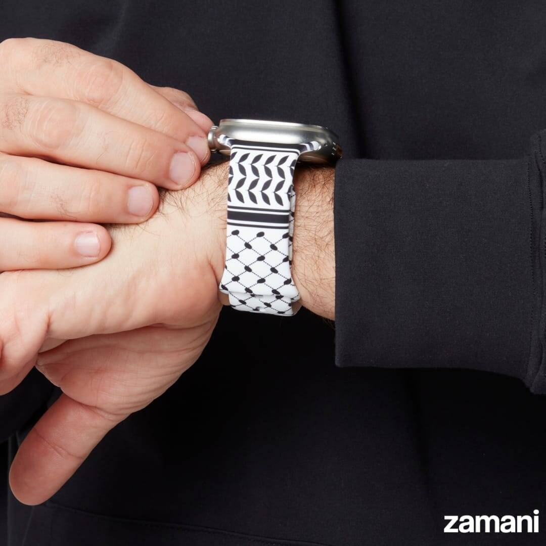 Keffiyeh Apple Watch band, worn