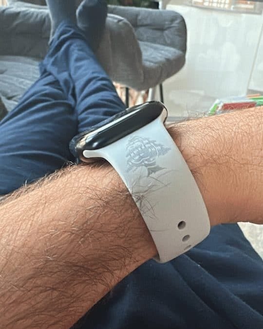 Cedar Apple Watch band by zamani, worn by a customer