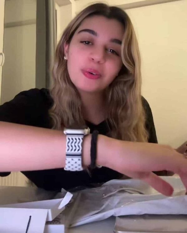 Keffiyeh Apple Watch band by zamani, worn by a customer