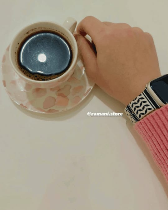 Keffiyeh Apple Watch band by zamani, worn by a customer