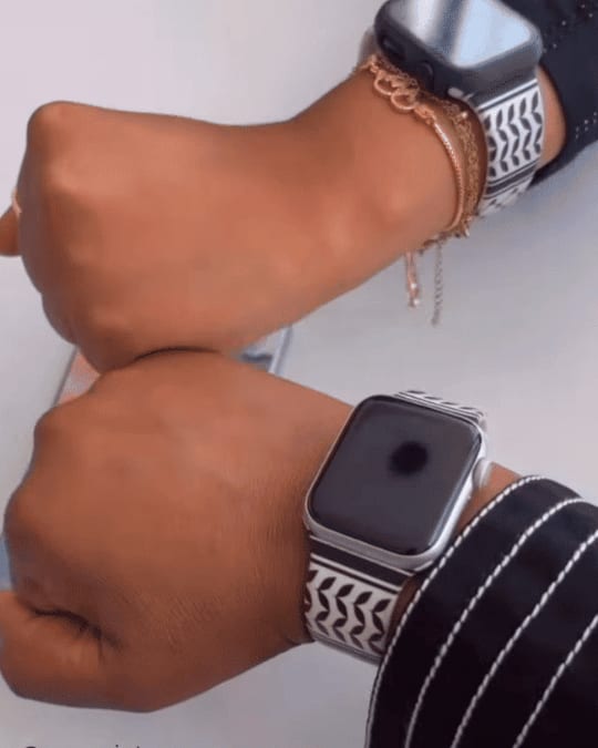 Keffiyeh Apple Watch band by zamani, worn by a customer