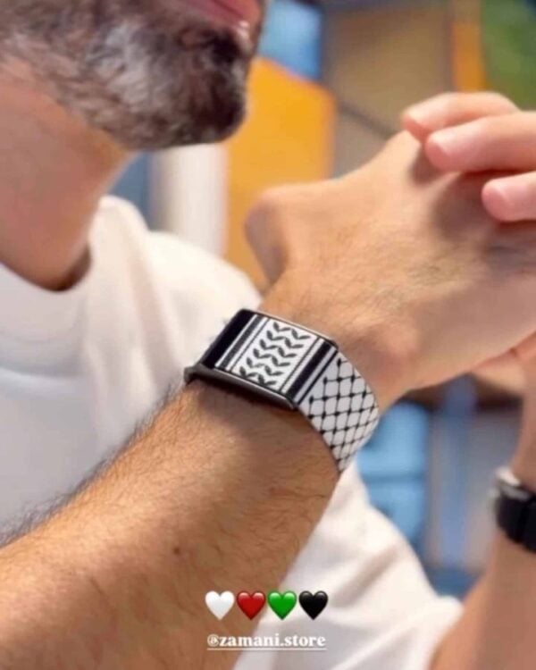 Keffiyeh WHOOP band by zamani, worn by a customer