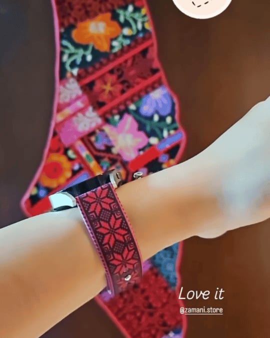 Tatreez Apple Watch band by zamani, worn by a customer