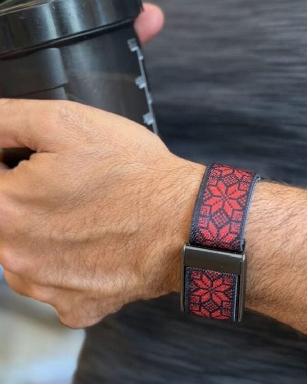 Tatreez WHOOP band by zamani, worn by a customer