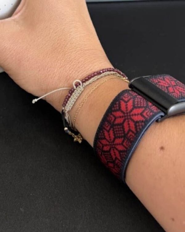 Tatreez WHOOP band by zamani, worn by a customer