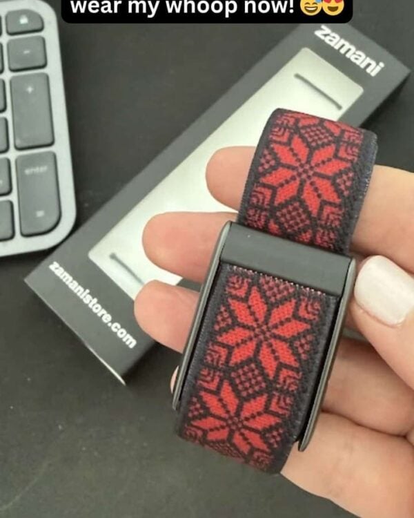 Tatreez WHOOP band by zamani, worn by a customer